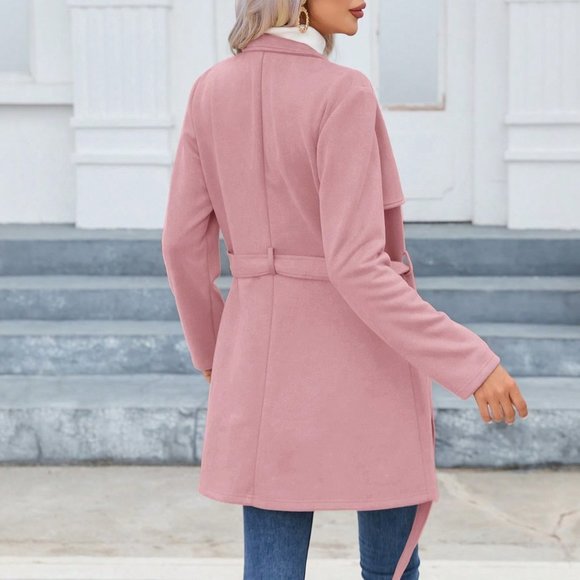 Pink Preppy Womens  Zip Up Belted Coat - Picture 3 of 6